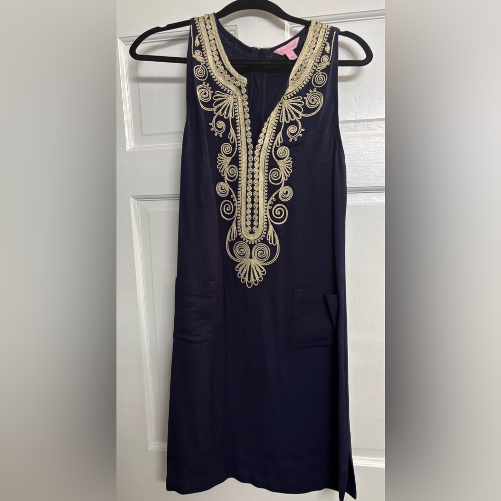 Lilly Pulitzer Navy and Gold Dress‎ size 4